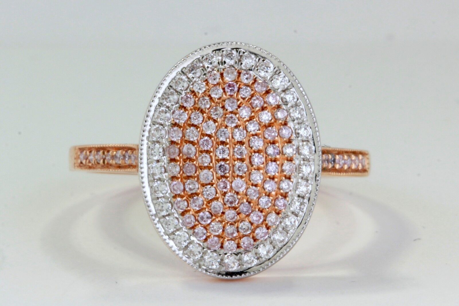 0.27 tcw Cocktail Ring with White Diamonds and Pink Diamonds in 18k Rose Gold